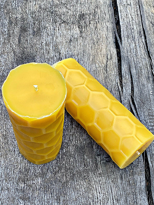 Large comb beeswax pillar candles