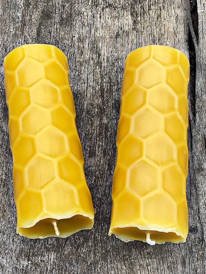 Large comb beeswax pillar candles