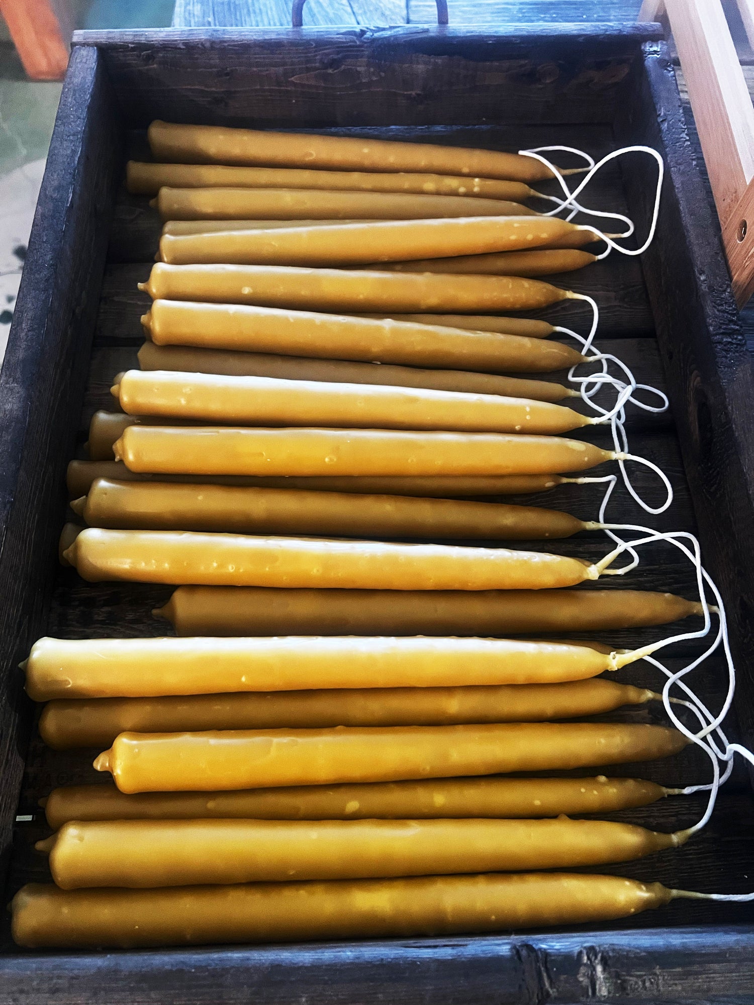 Hand Dipped Beeswax Tapers Santa Barbara Hives