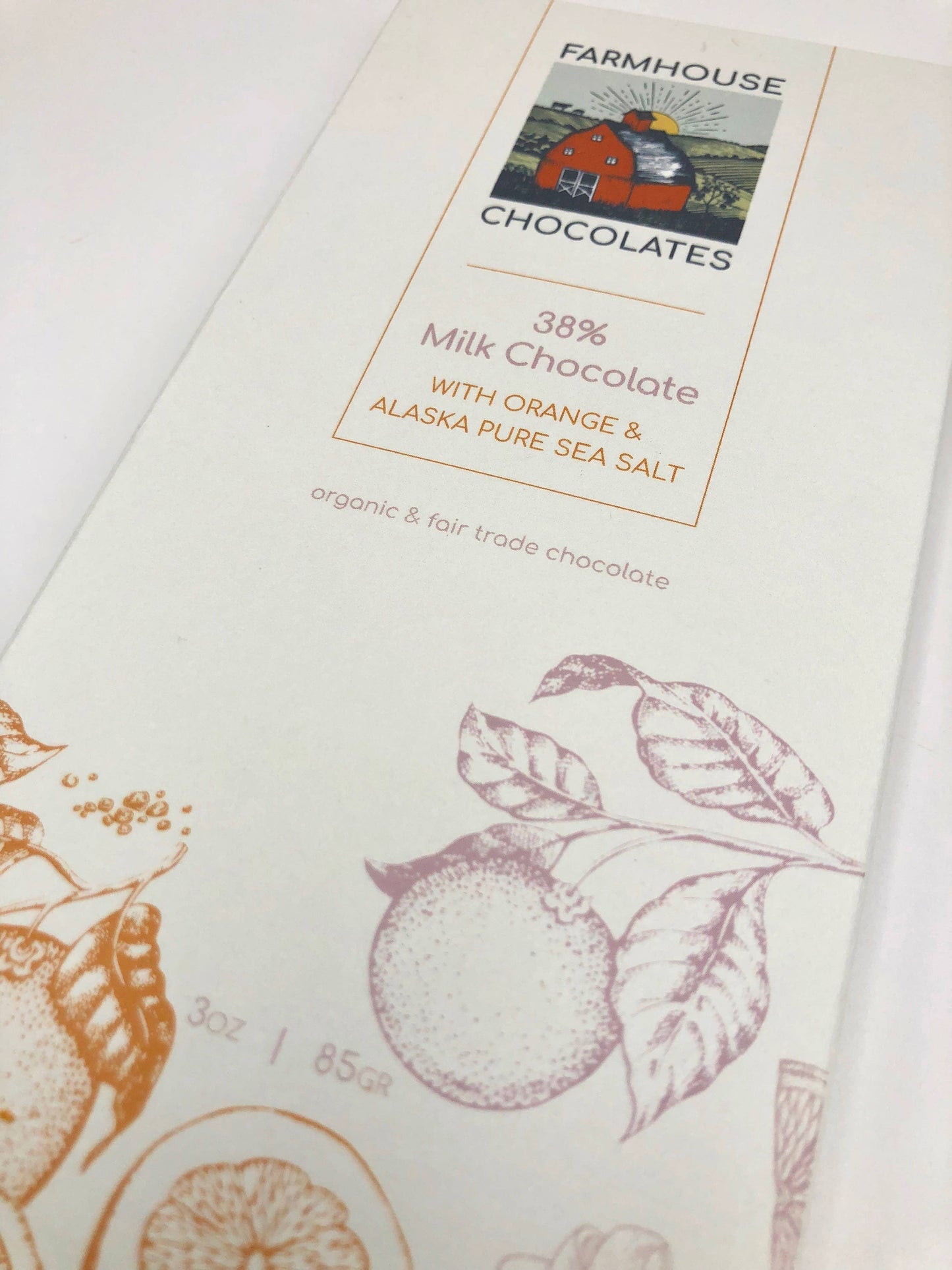 38% Organic Milk Chocolate Bar w/ Orange & Alaskan Sea Salt